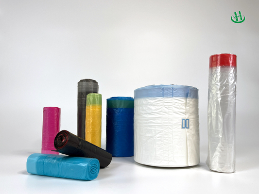 Gepersonaliseerd logo OEM Grote vuilniszakken met trekband handvat HDPE materiaal structuur