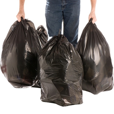 Commerciële plastic zakken Verdikte zwarte vuilniszak met platte mond en HDPE/LDPE