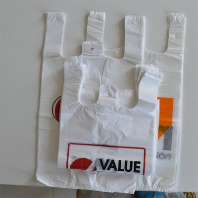 Direct gepersonaliseerd logo HDPE plastic zwarte T-shirt zak voor supermarkt winkelen