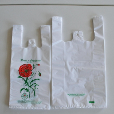 Direct gepersonaliseerd logo HDPE plastic zwarte T-shirt zak voor supermarkt winkelen