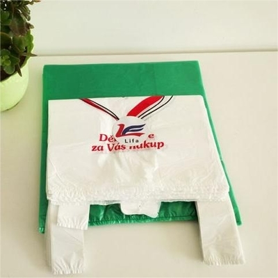 Direct gepersonaliseerd logo HDPE plastic zwarte T-shirt zak voor supermarkt winkelen