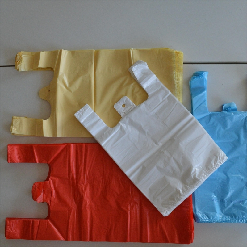 Gepersonaliseerd logo HDPE Offset printing T-shirt tassen voor verzending in zwart/wit/helder