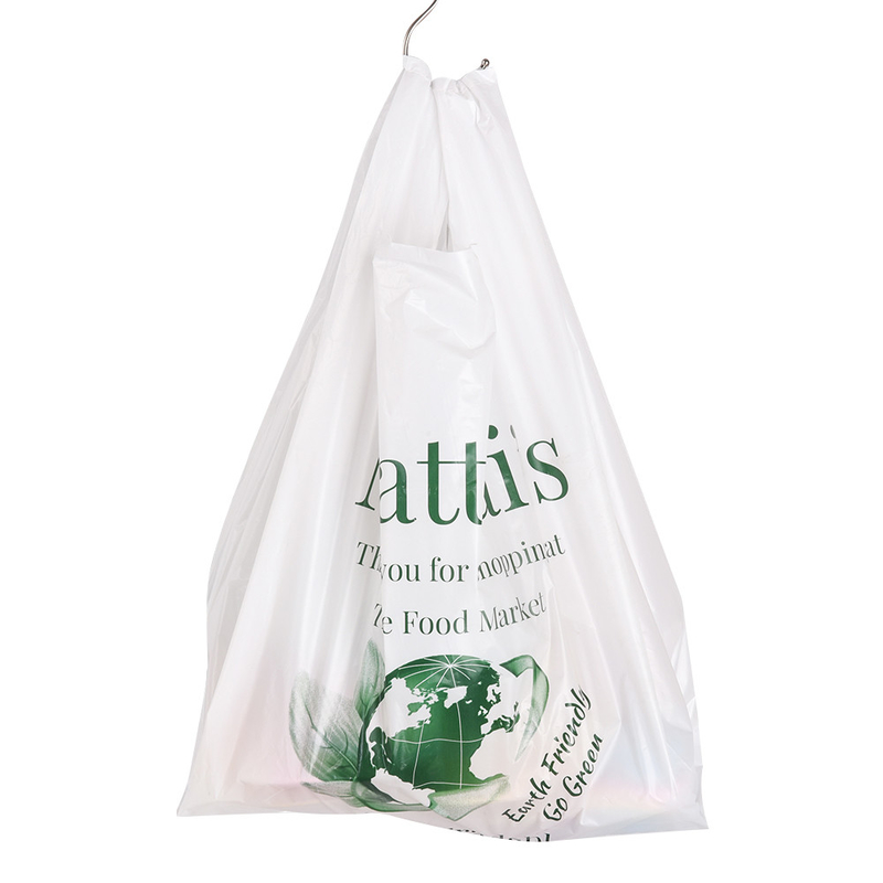 T-shirt plastic winkeltas met logo voor afvalverwijdering en flexodruk