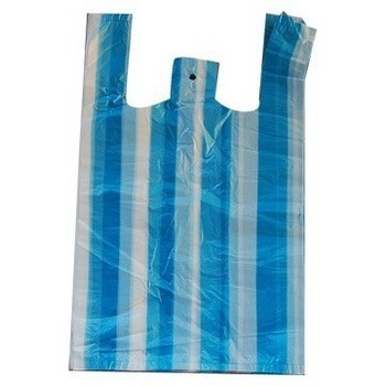 Kleurgestript T-Shirt zakken OK Compost gecertificeerde winkeltas maat