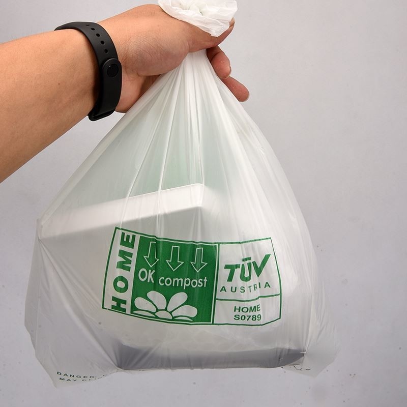 Vierkante bodem zak biologisch afbreekbaar PP plastic vest winkeltas voor aangepaste supermarkt